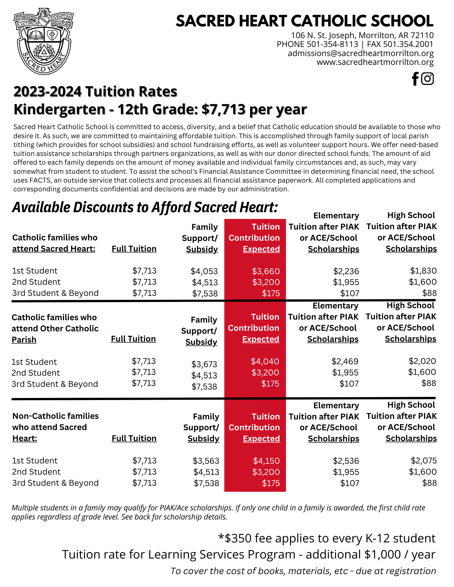 Sacred Heart Catholic School Tuition & Fees